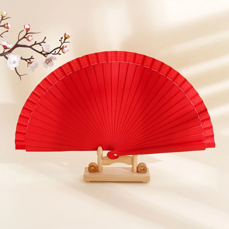 Folding Wooden Hand Fan for Weddings and Dance Parties