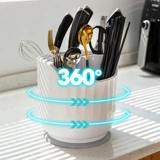 360 Degree Rotating Knife Fork And Spoon Storage Rack Large - Temu