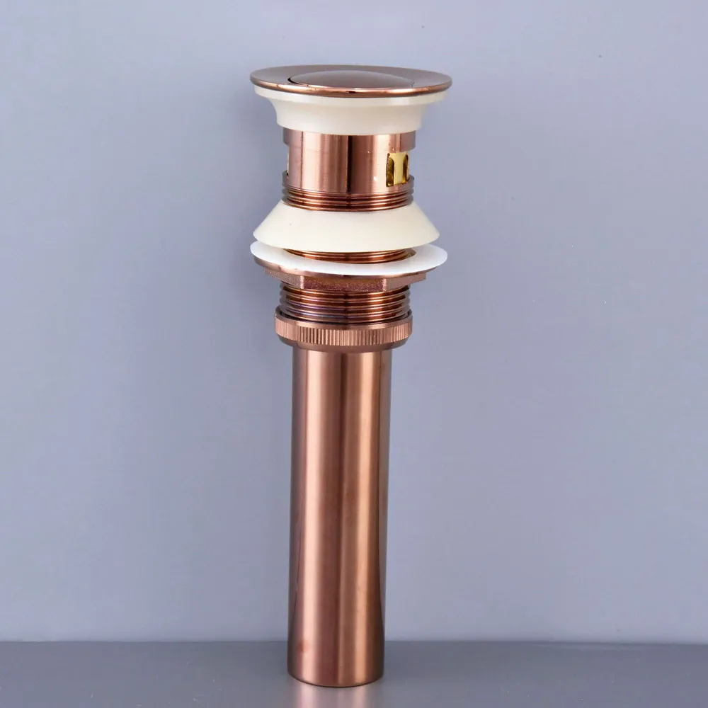 

Rose Gold Color Drain Bath Basin Overflow Hole Sink Tap Push Button Pop up Waste Plug Slotted Kitchen Sinks Drains Nsd077