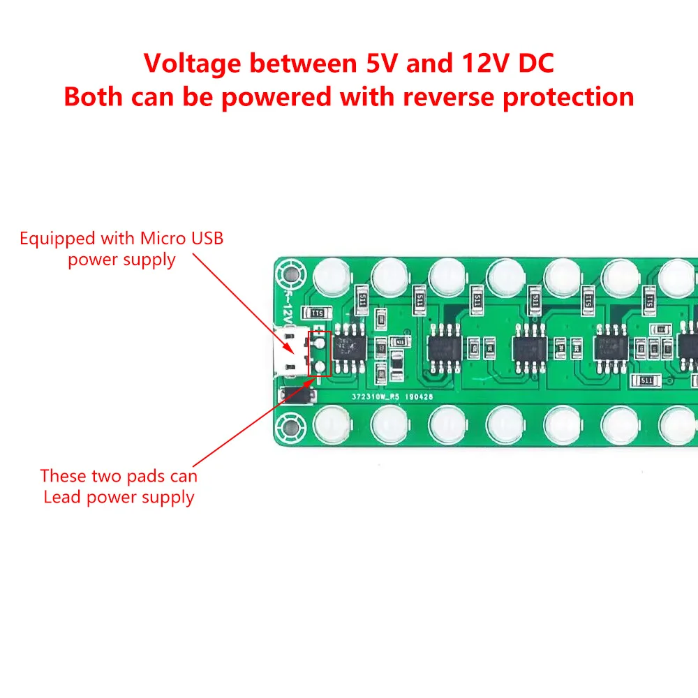 Led Module for Acoustic Sensing Spectrum Audio Power Amplifier Level Meter Led Indicator Flash Melody Light Sound Partner