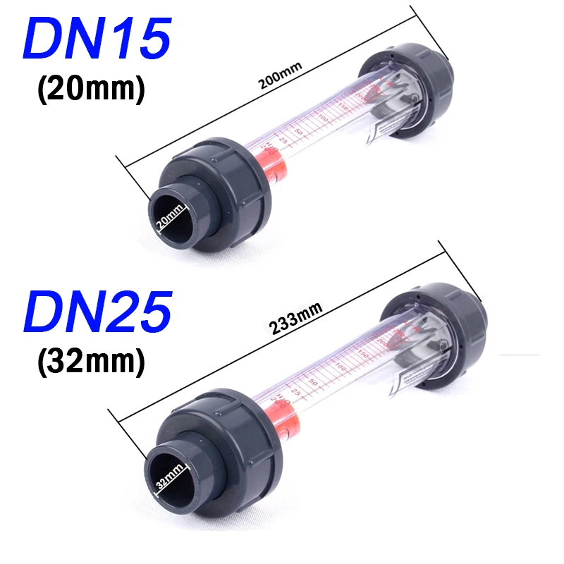 1pc DN15 DN25 Plastic Tube Flowmeter Liquid Water Flow Rate Gauge Water Testing Meter Rotameter Flow Measuring Instruments