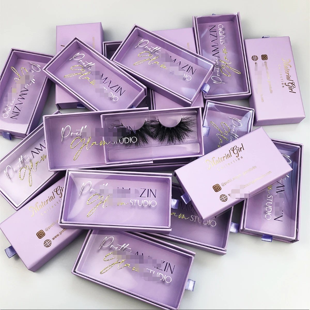 Lashes Box Case Wholesale Lash Cases Packaging Bulk Square Eyelash Case New Custom Pink Black Eyelashes Box Package With Logo 3