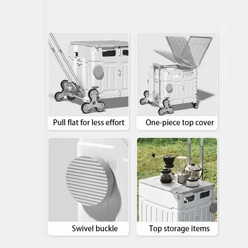Trolley Vegetable Basket Trolley Pull Rod Rear Shopping Cart Outdoor Folding Portable Shopping Carts Hand Pushing Picnic Camping