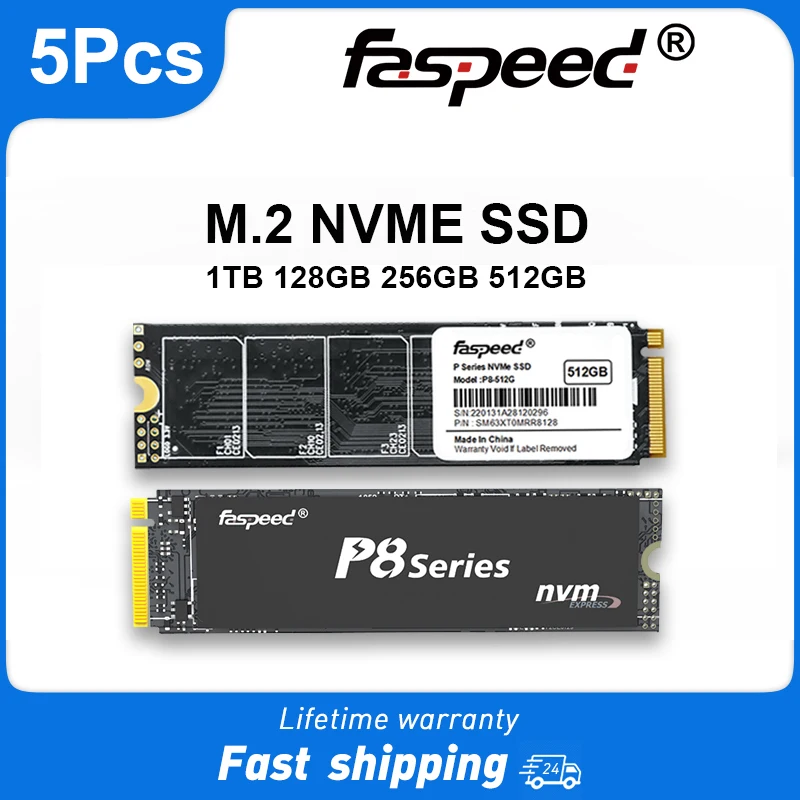 

Faspeed 5Pcs SSD 1TB 512GB M2 Nvme Solid State Drive 128GB 256GB PCIe 2280 Hard Disk For PC Laptop Desktop Internal HDD M 2 Nvme