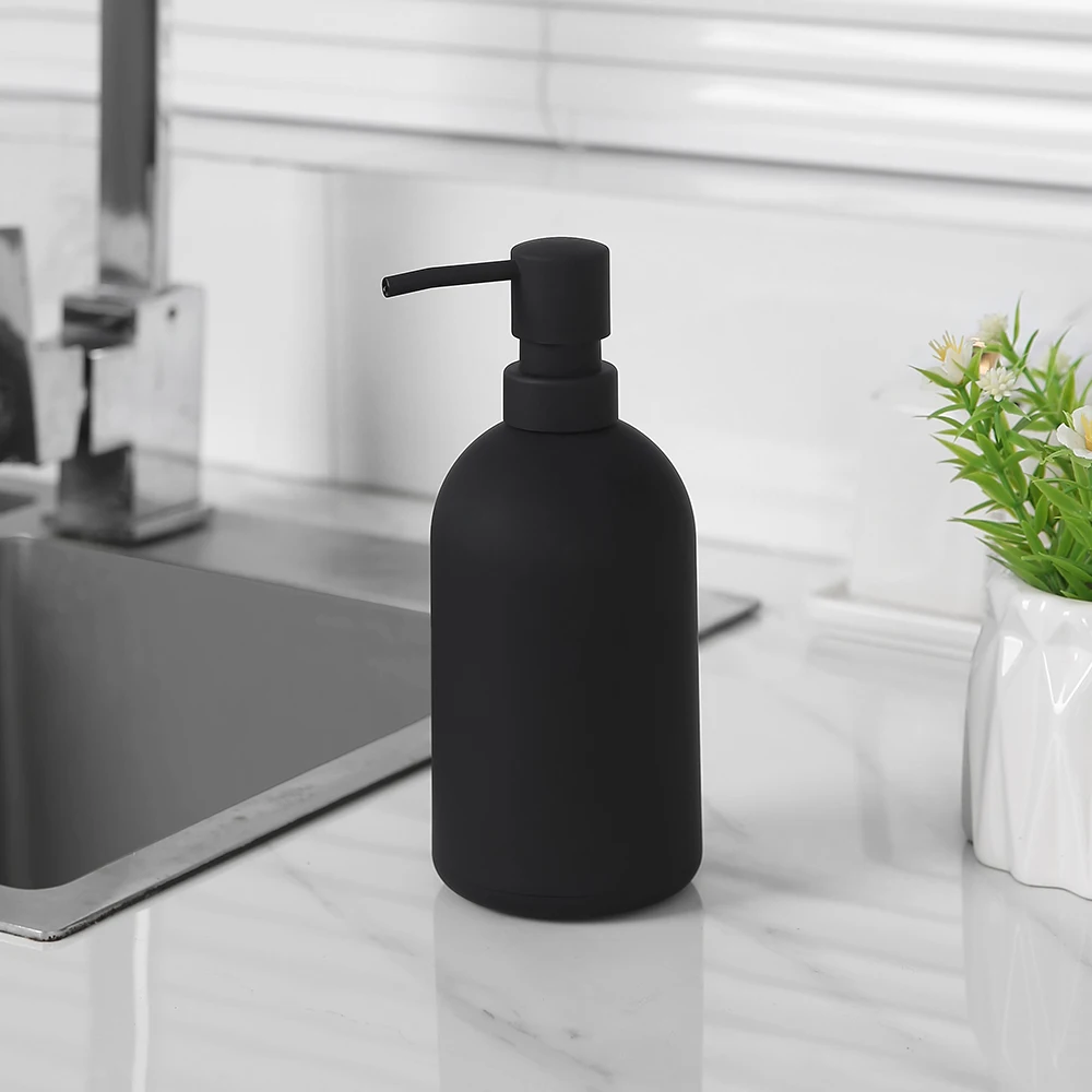 Soap Dispenser Matte Black Hand Soap Dispenser for Bathroom and Kitchen Countertop-Large Capacity 16oz Soap Pump