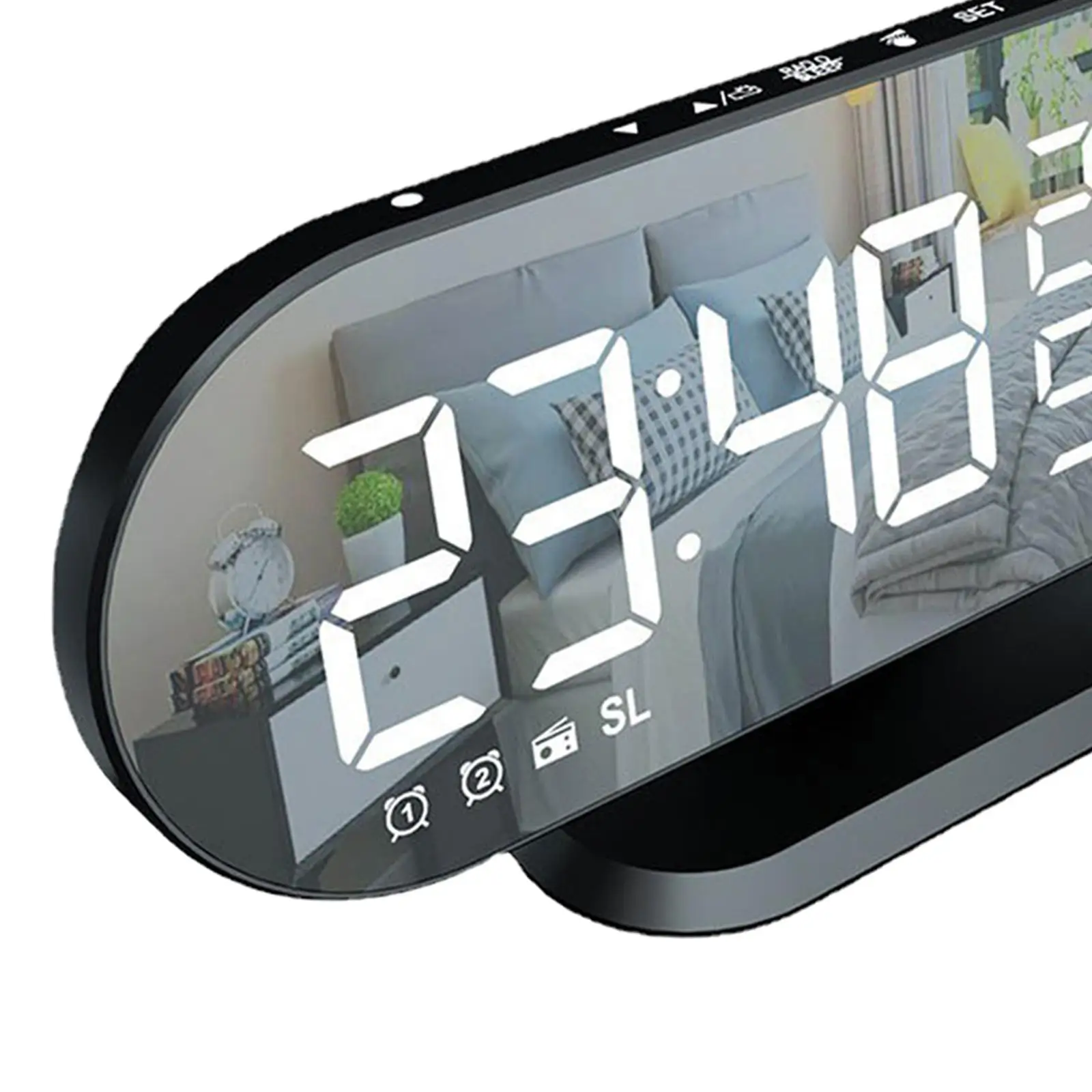 Electronic Digital LED Mirror Alarm Clock Projector USB Rechargeable Temperature 6