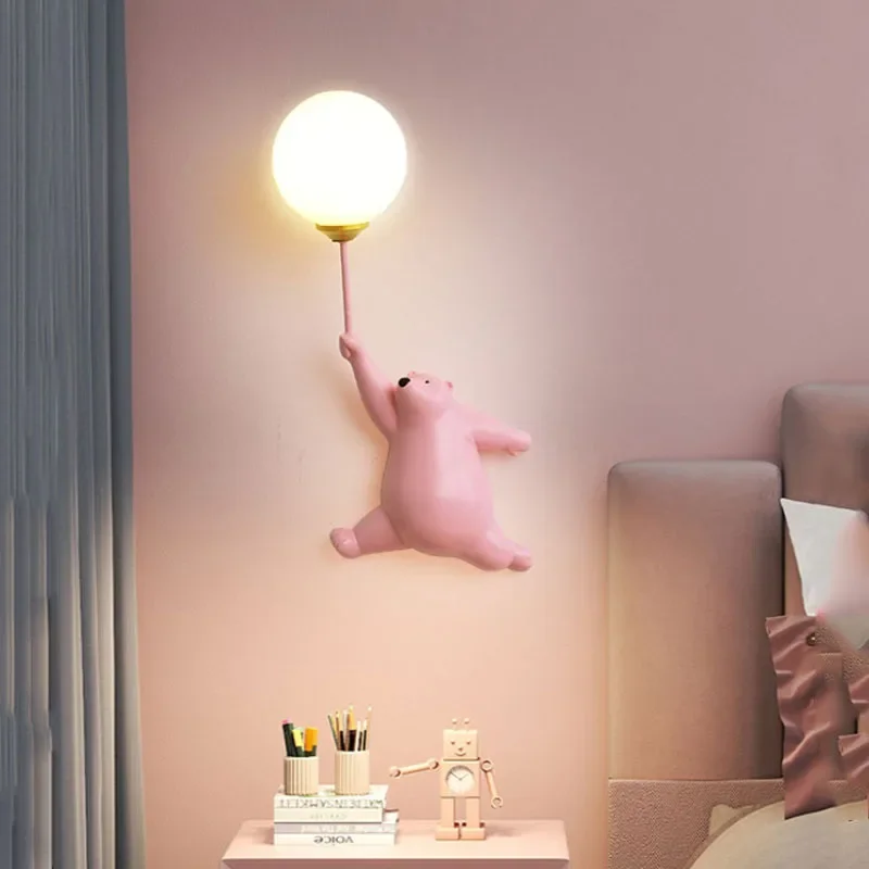 Cartoon Polar Bear LED Sconce Wall Light Creative Indoor Lighting G9 Bulb Led Bedside Atmosphere Lamp Kid Children Bedroom Decor 2