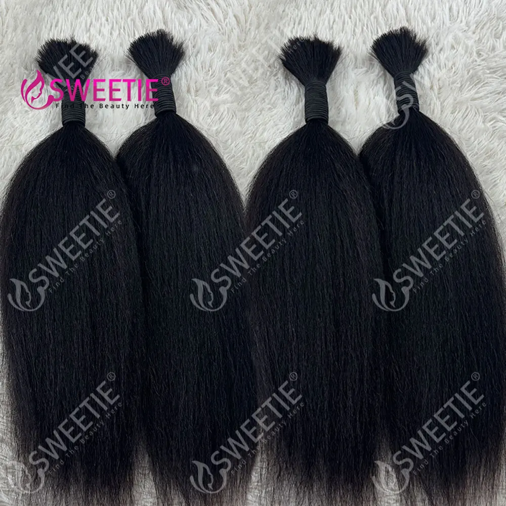 Relaxed Yaki Straight Raw Vietnamese Bulk Bone Straight Bulk And Braiding Hair No Weft Human Hair Bulk Extensions Bundles 6