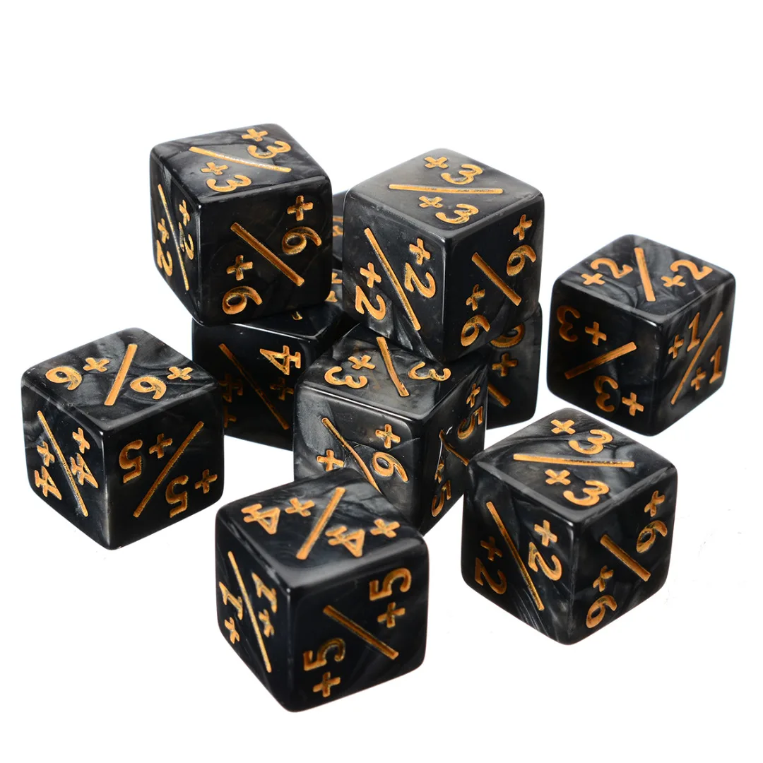 16mm 6 Side Dice Counters + 1/-1 Dice 10Pcs Kids Toy Counting for Magic The Gathering Game Counting