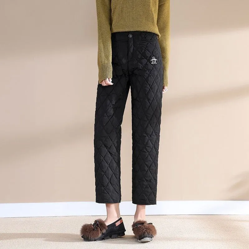 Winter Golf Wear Women Luxury Brand Golf Pants Thickening Keep Warm Down Cotton Straight Casual Pants Women Clothing