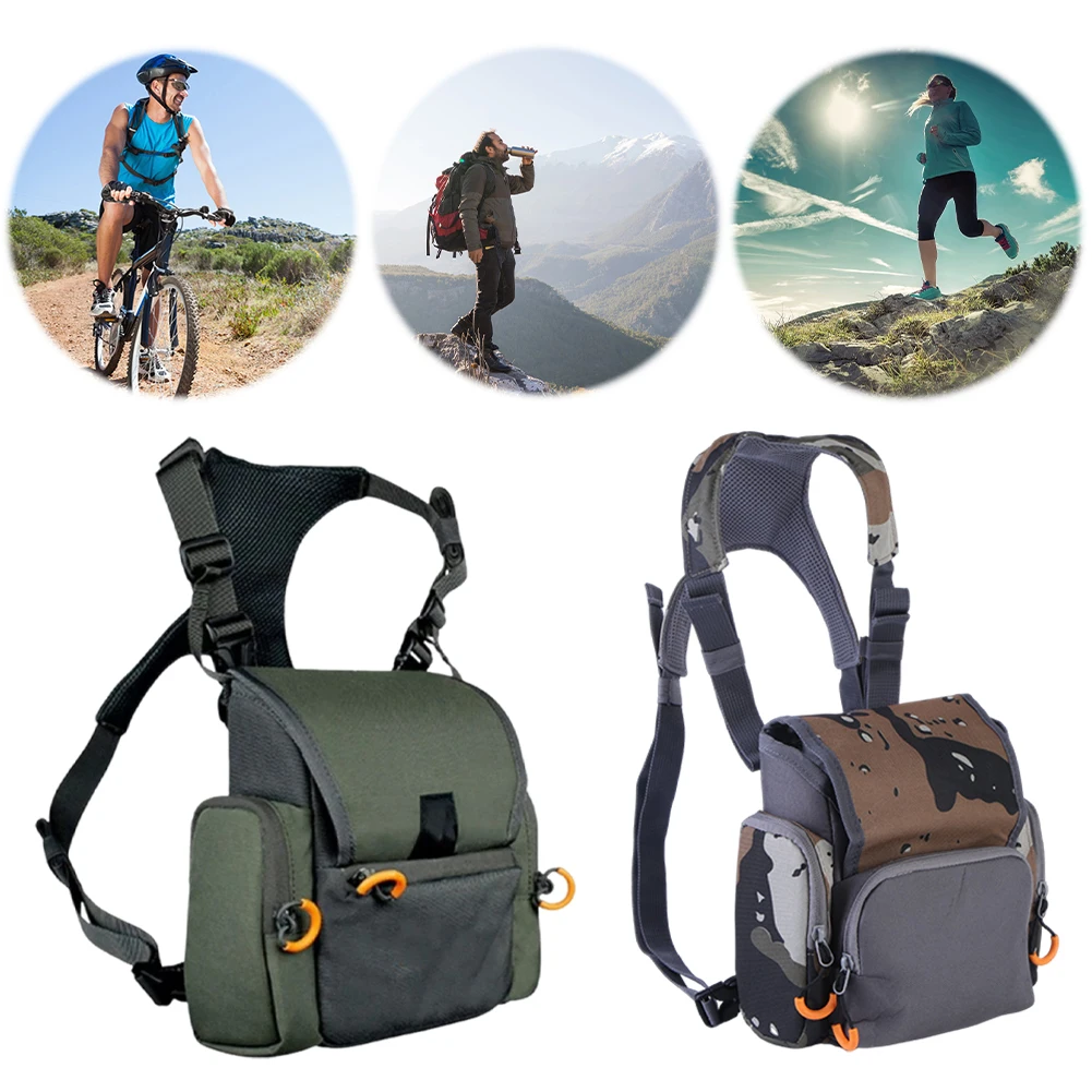 Wild Cedar Binocular Harness Chest Pack with Rangefinder Pouch, Bino Harness with Rain Cover for Bird Watching, Hunting, Hiking