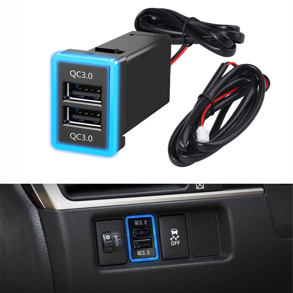 DualUSBCarChargerPDQC30QuickChargeSocketMobilephone