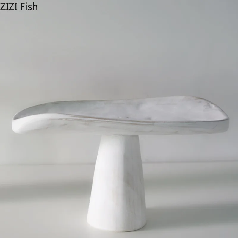 Minimalist White Wood Trays Decorative Cake Stand Fruit Bowl Snack Dessert Plate Fruits Plate Coffee Table Home Fruit Tray 5