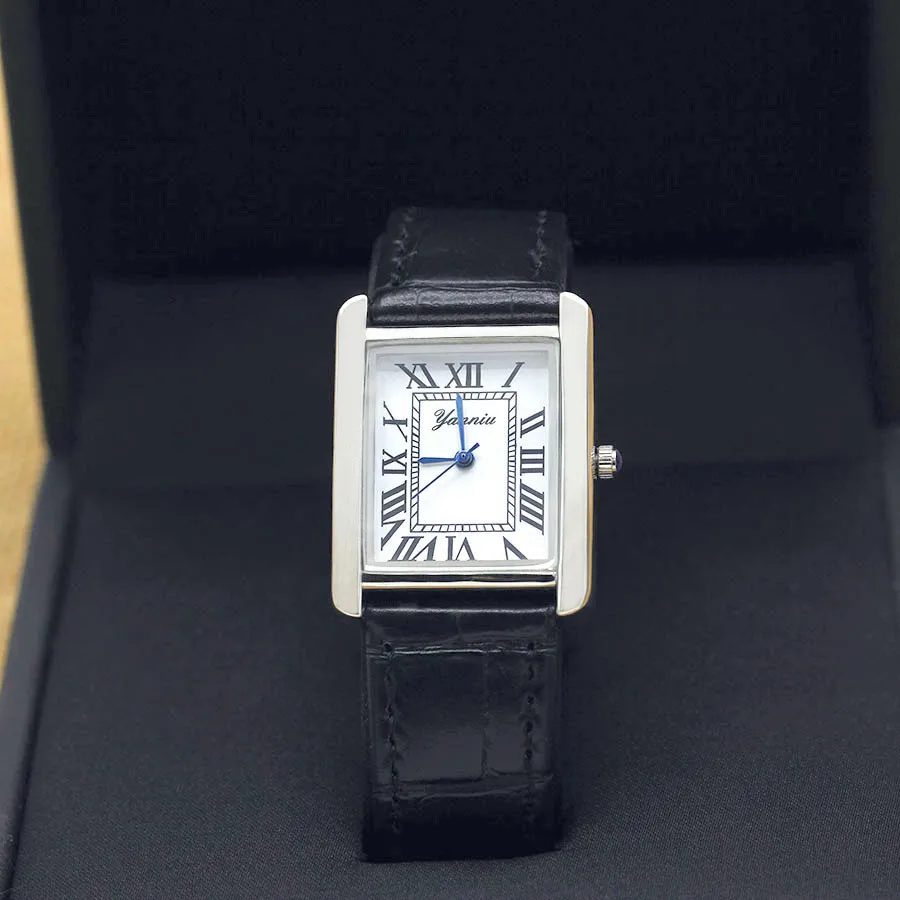Leather Strap Quarts Watch Simple Square Rome Women's Wristwatch Neutral Couple Watch Sapphire Ladies