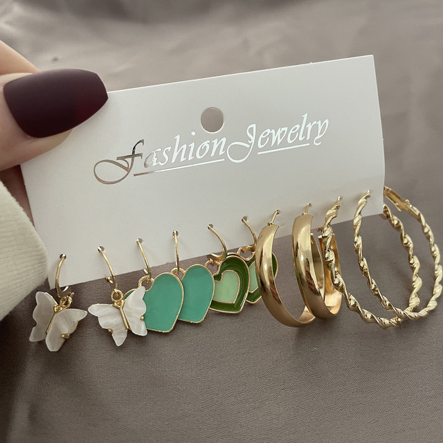 Boho Snake Butterfly Drop Earrings For Women Geometirc Gold Metal Circle Hoop Earrings Set 2022 Trend Jewelry Best Gift