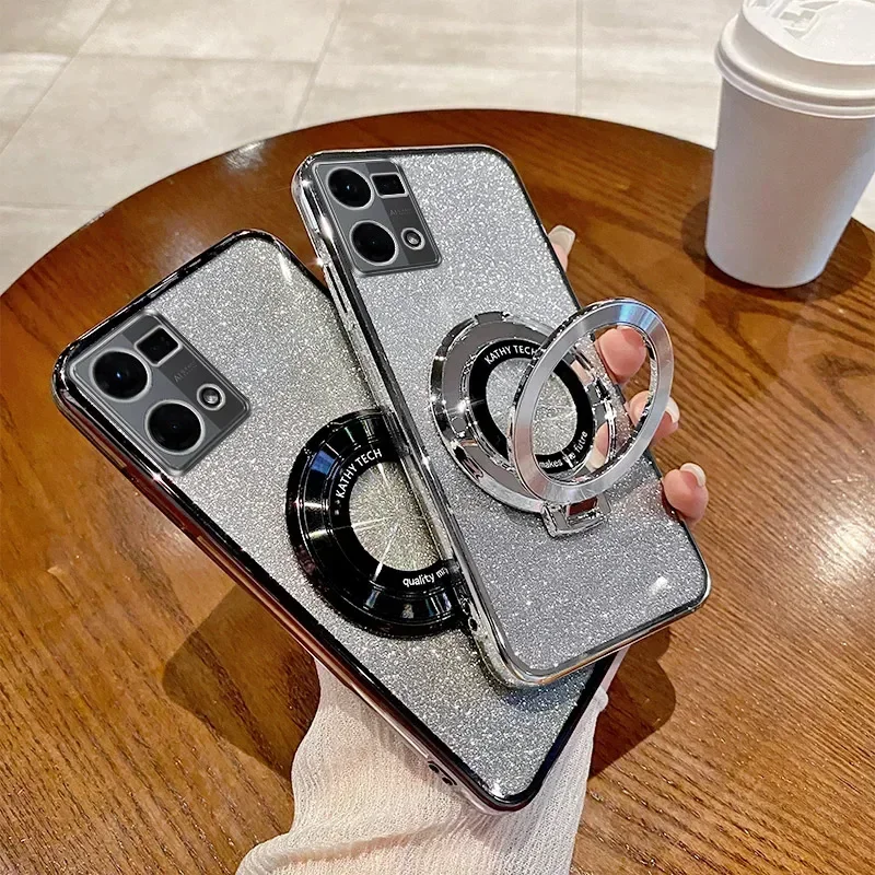 Electroplating Soft Glitter Luxury Phone Case with Magnetic Bracket