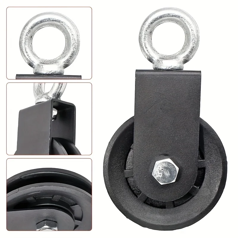 Silent Pulley 360° ° Rotierende Turnhalle, Kabelrolle, Ausrüstungsrad mit Aufhängegurten und Karabiner, Riemenscheibe, Kabelmaschine, DIY-Aufsatz – Detail 6