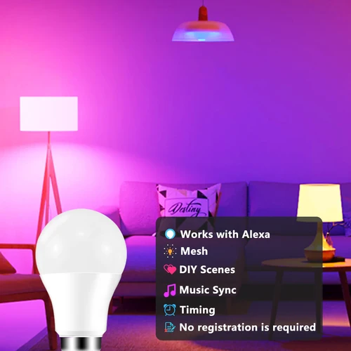 Alexa 스마트 LED 전구 RGB 색상 변경 E27 램프 220V 110V APP 제어 Dimmable 블루투스 호환 WIFI 3