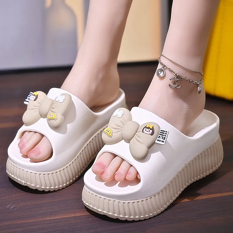 Women's Slippers Solid Color One Line Thick Soles Anti Slip and Wear-resistant Fashionable Simple Indoor Outdoor Beach Sandals