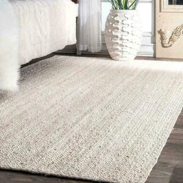 White Jute Living Room Carpet, White Natural Jute Carpet