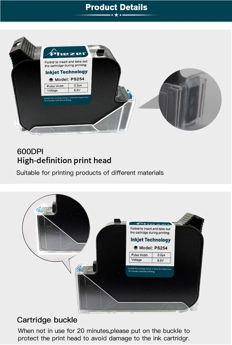 1/3/5Pcs/10pcs PS254 25.4mm Printer Ink Original Black A Level Quick Dry High A