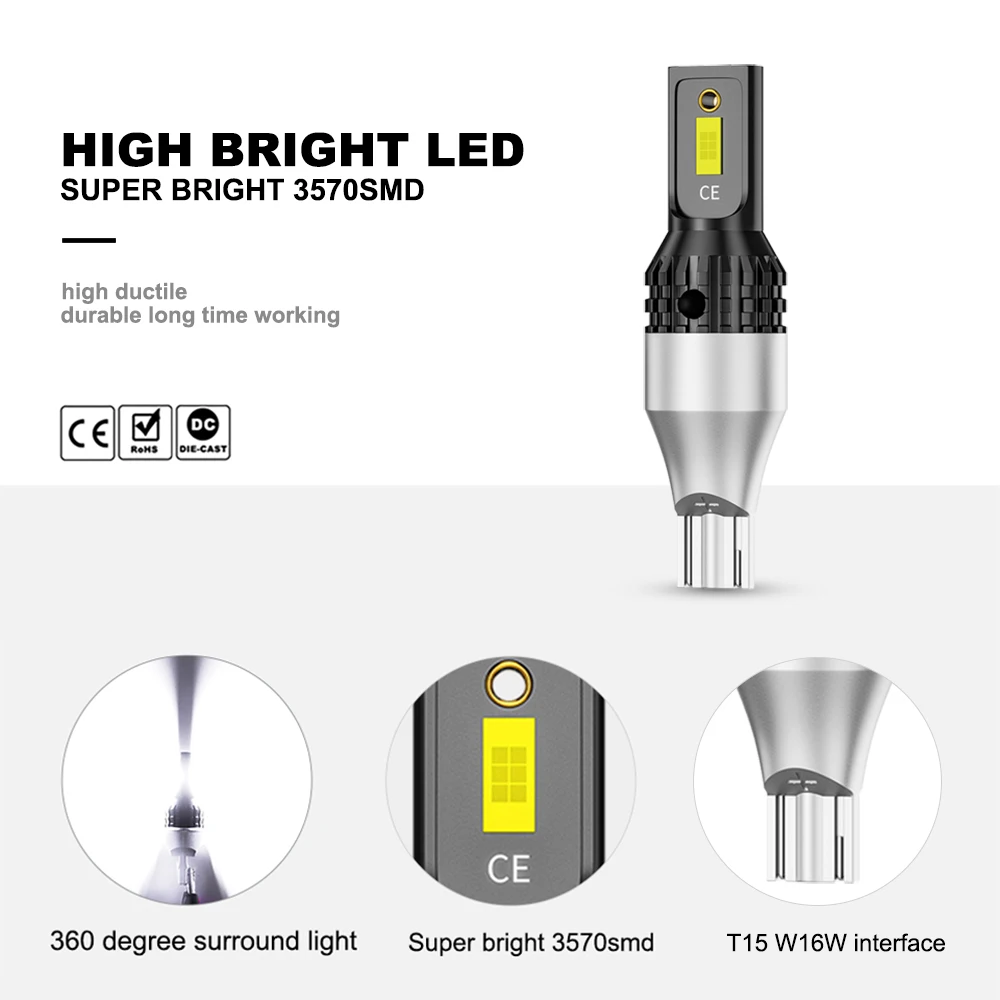 NLpearl-ȣ, T15 Led Canbus 3570SMD 10W,   W16W Led  912 921,      12 v, 1 