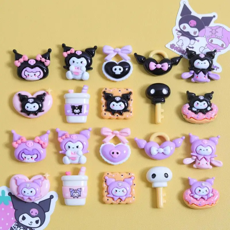 

10Pcs New Kawaii Sanrios Anime Kuromi Diy Cute Phone Cases Hairpin Jewelry Headdress Decorative Accessories Birthday Gifts