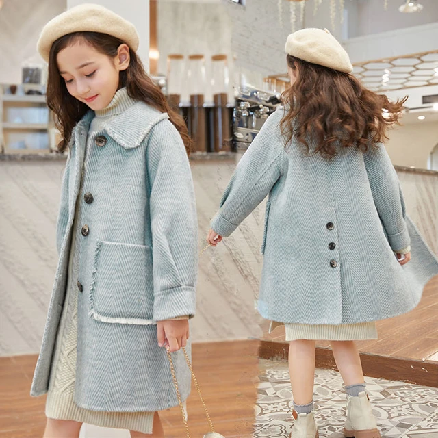 EACHIN Kids Wool Coats 2023 New Thick Casual Outwear Girl Wool Jackets  Children Long Overcoat Fashion