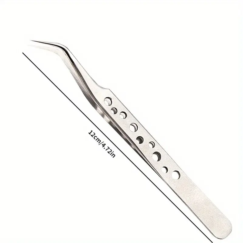 Stainless Steel Precision Perforated Tweezers with Pointed Elbows Frosted and Glossy Nine Hole Tweezers
