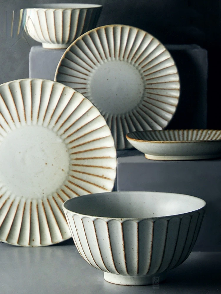 

Набор посуды, домашняя керамическая чаша в стиле ретро, блюдо для рыбы, суп, миска для риса, Салатница