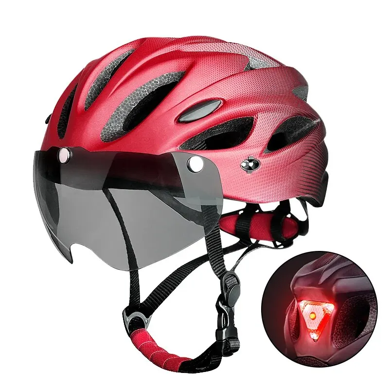 Bike Helmet with LED Tail Light Adult Cycling Fit 58-62cm Lightweight Breathable Accessories