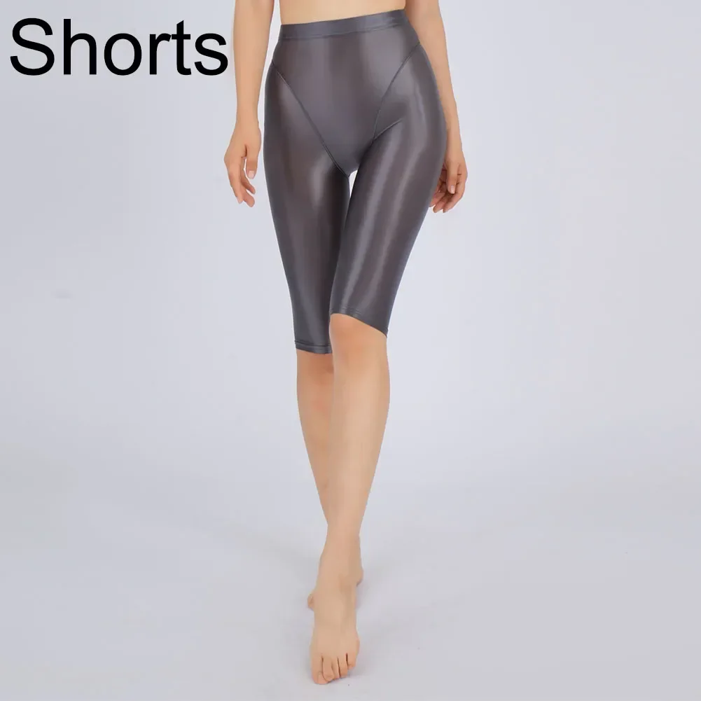 Women Sexy Lingerie Hot Jeggings Shorts Oil Glossy Shiny Casual Tight Yoga Pant Perspective Sex Erotic Costumes Lingeries
