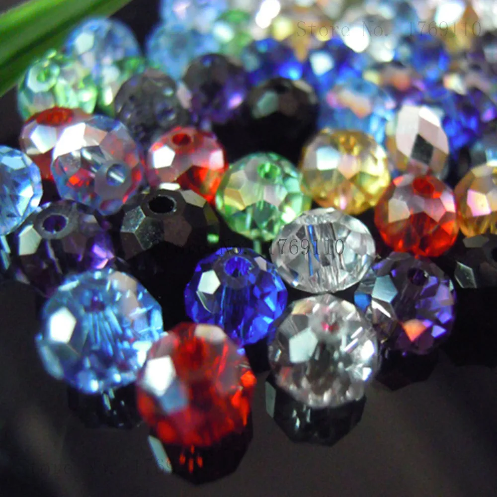 Olive Green Faceted Crystal Glass Rondelle Beads - 50pcs