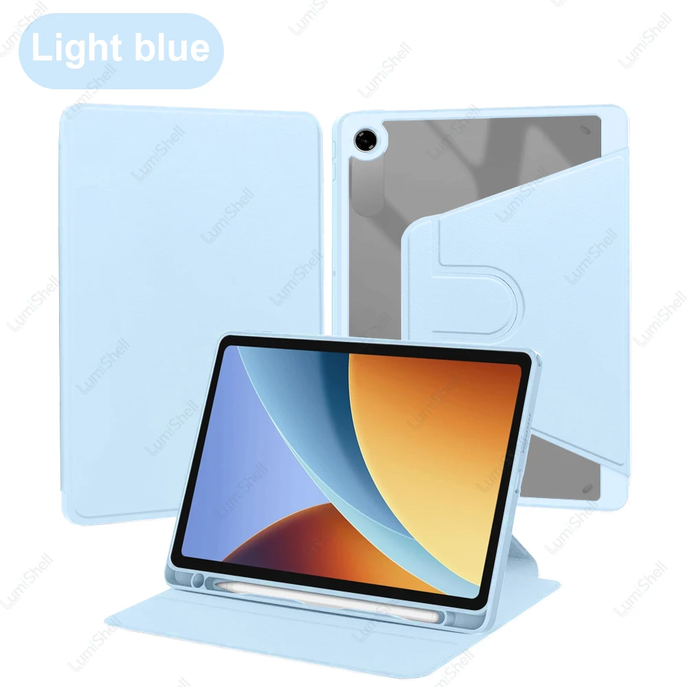 360° Rotating Stand Case with Pencil Holder and Auto Sleep/Wake - Acrylic Clear Cover