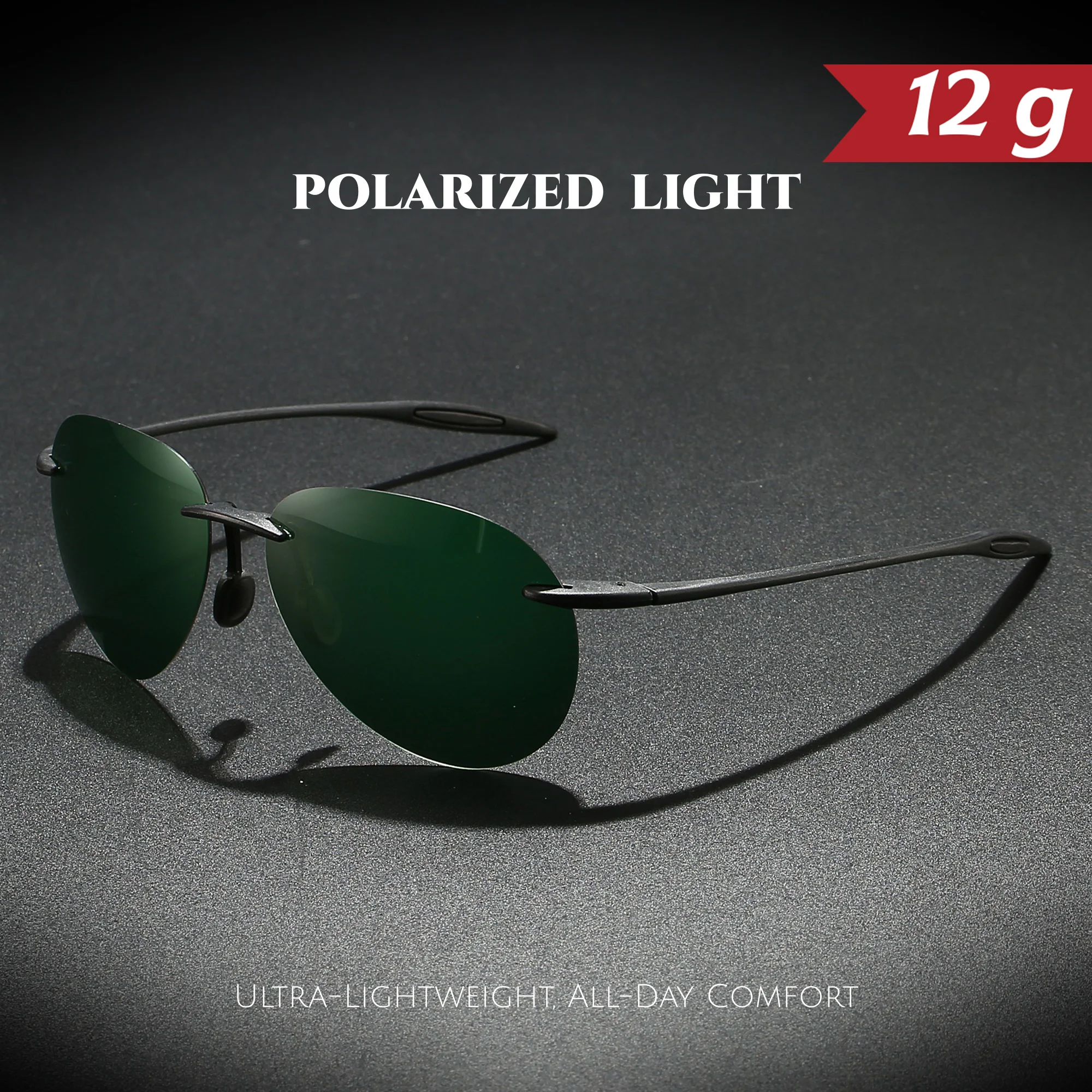 Ultraleichte 12 g TR90 rahmenlose polarisierte Piloten-Sonnenbrille – flexibel und bequeme Passform, Unisex zum Fahren, Angeln, Outdoor-Aktivitäten – Detail 12