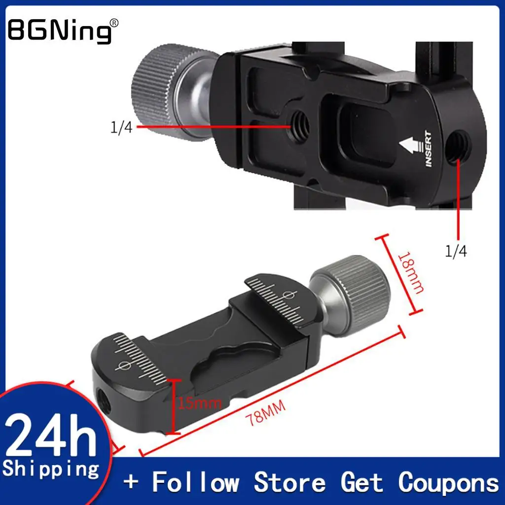 Quick Release Clamp with Cold Shoe 1/4'' Screw Hole Mic Fill Light Extension Clamp for L Bracket Quick Release Plate Camera Cage