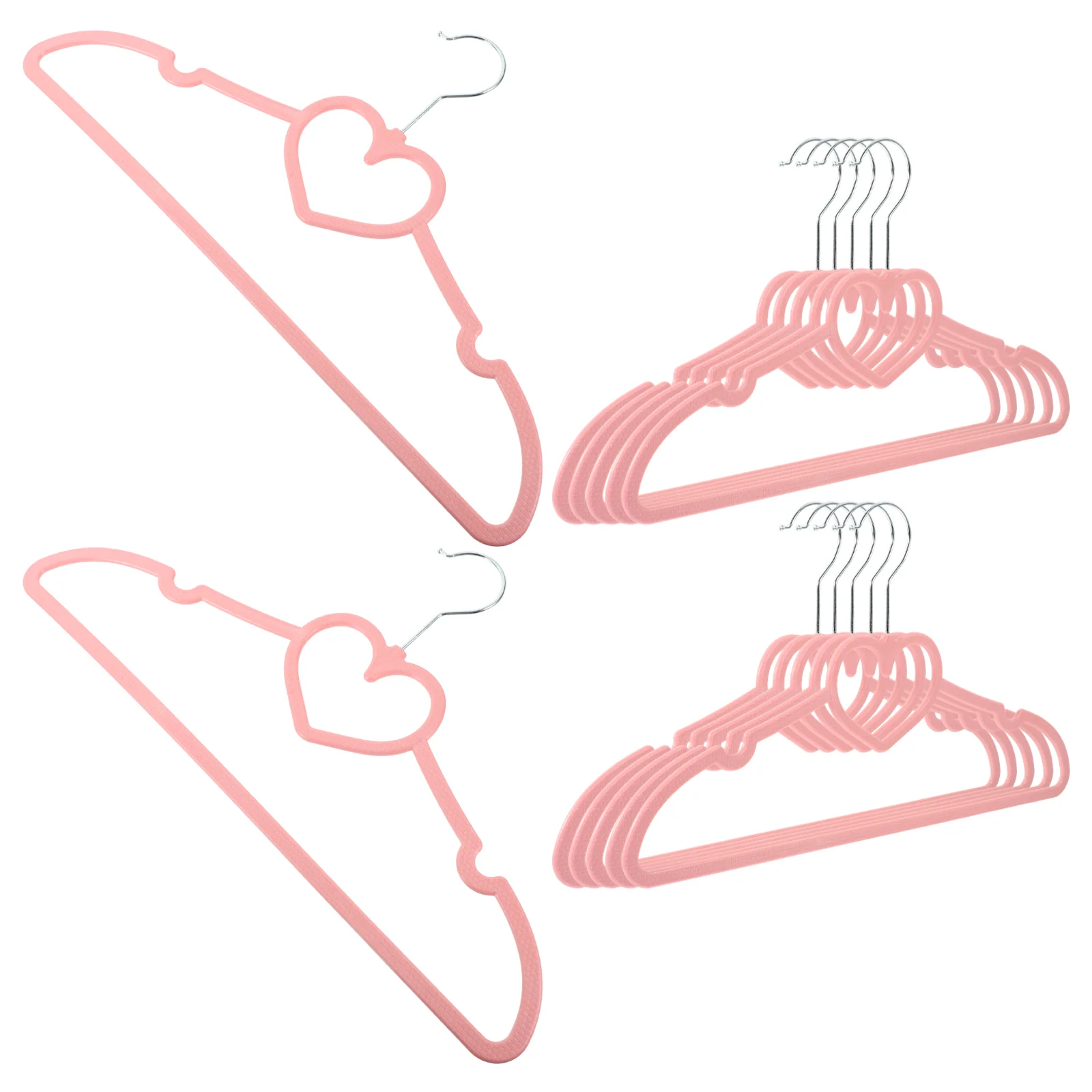 

10/15/20PCS Clothes Hanger Durable Hanger ABS Heart Pattern Coat Hanger for Adult Children Clothing Hanging Supplies (Pink)