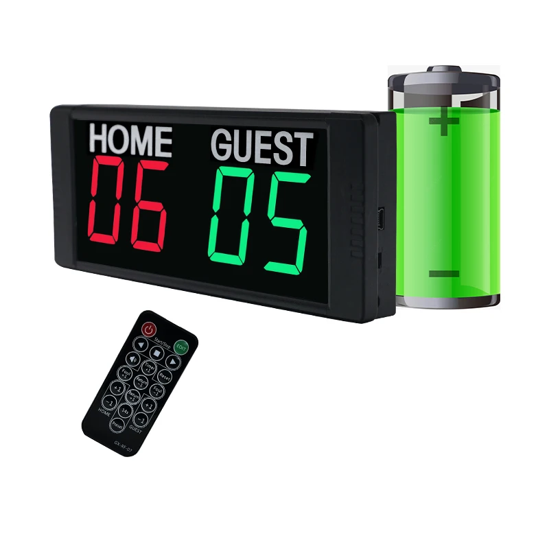 GANXIN Basketball Digital Scoreboard with Remote,Battery Powered Portable  Tabletop Electronic Scoreboard with 75dB Buzzer,Countdown Timer & Score for