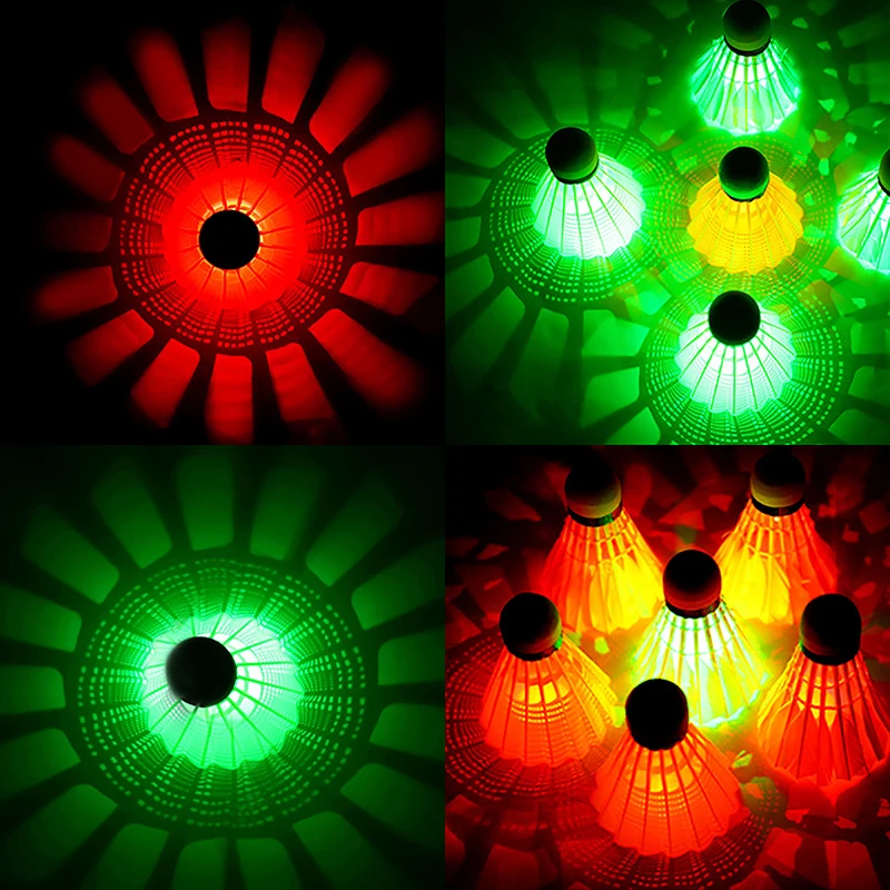 Badminton Shuttlecock Badminton Ball Feather Shuttlecock 1Pcs Lighting Badminton Head LED Luminous Colorful Goose Feather Shuttlecock Outdoor Sports Entertainment Night Training Ball