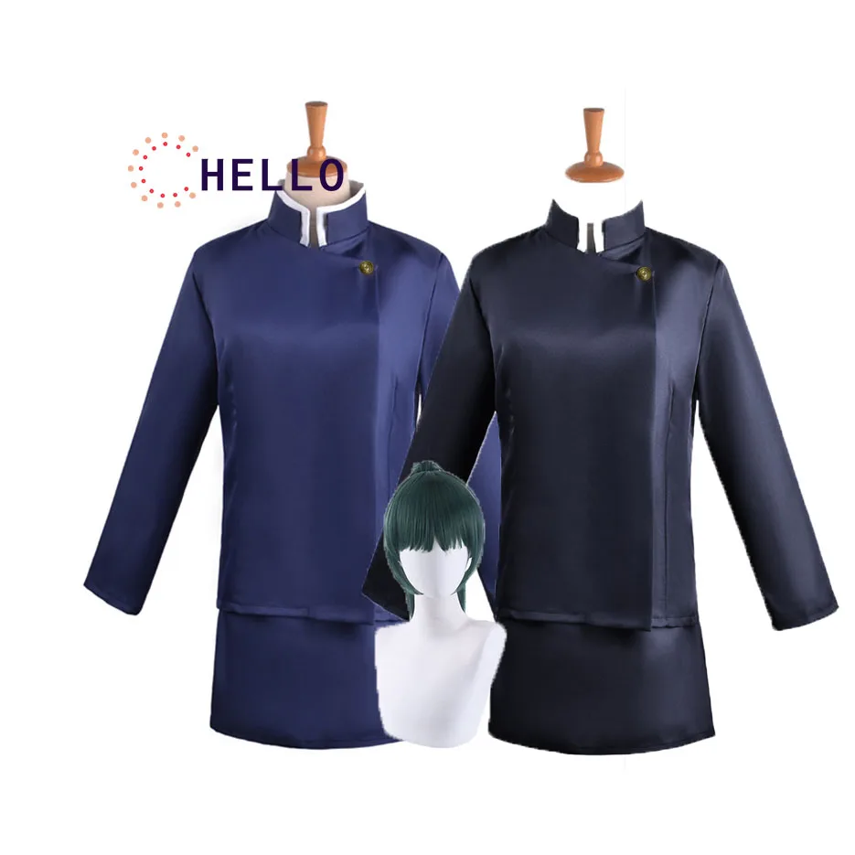 

Anime Jujutsu Kaisen Zenin Maki Cosplay Costume Uniform Tops Skirt Wig Halloween Carnival Party Costume for Women