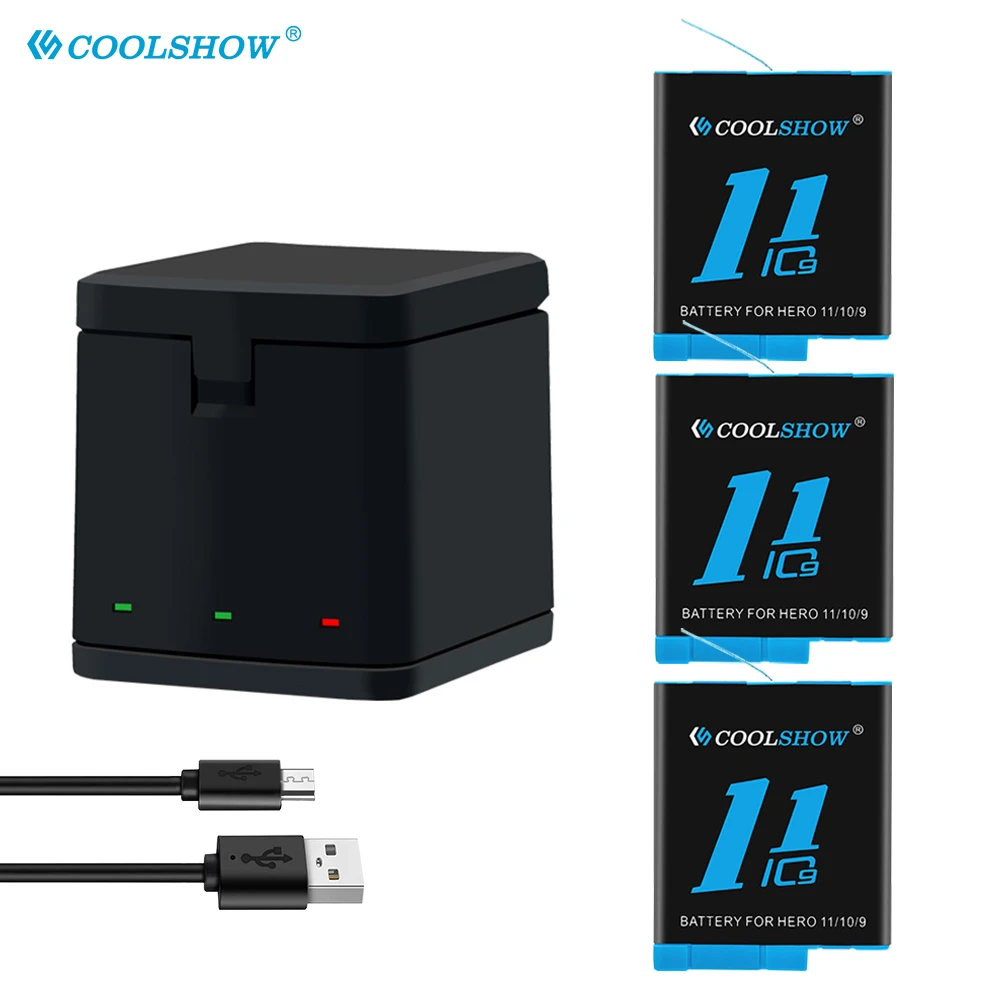 Batteria Da 1800Mah Per Gopro Hero 11 10 9 12 Caricabatterie Nero Per Gopro Hero 10 Accessori Per Action Cam A Batteria