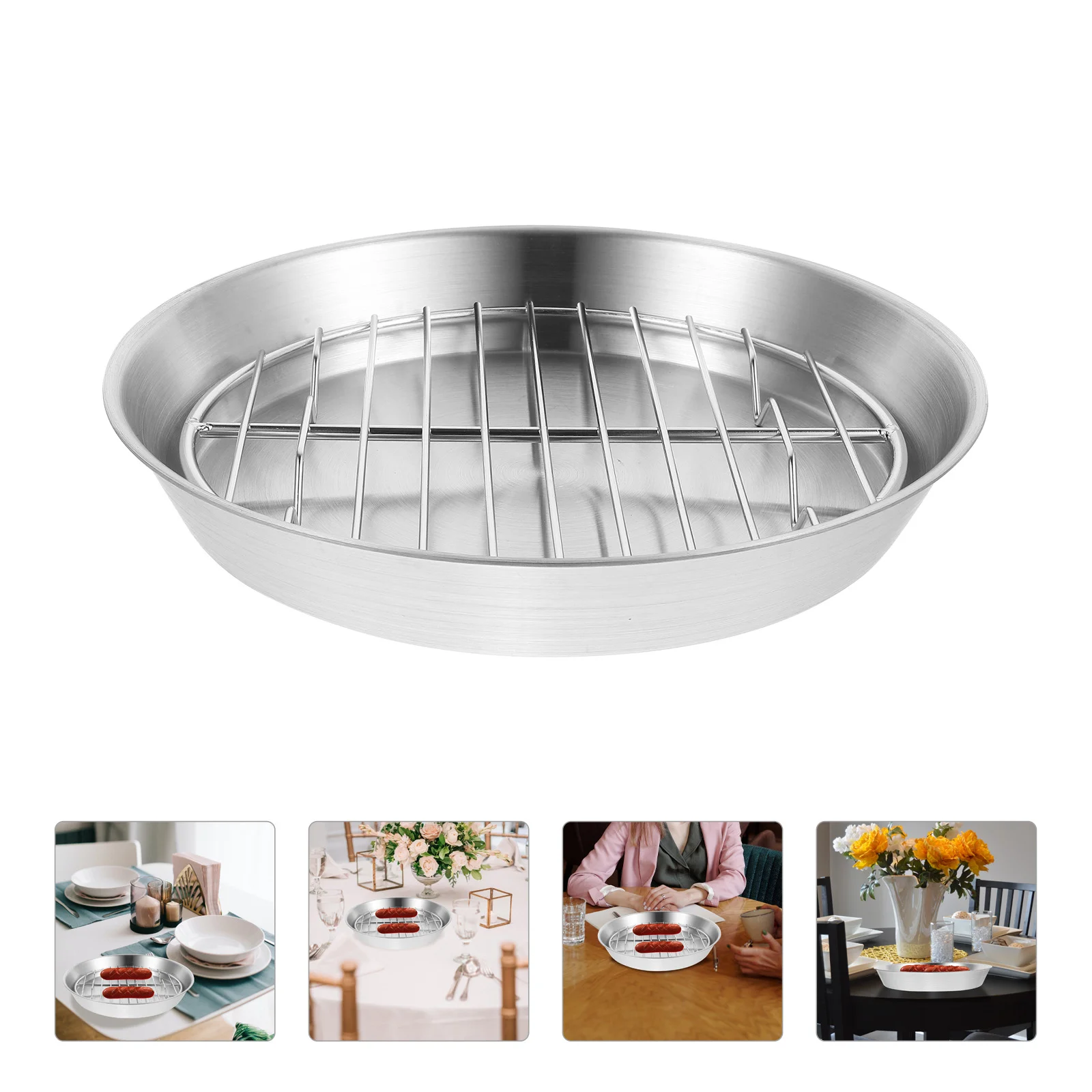 

High Temperature Resistance Barbecue Plate Trays Stainless Steel Roasting Pan with Rack
