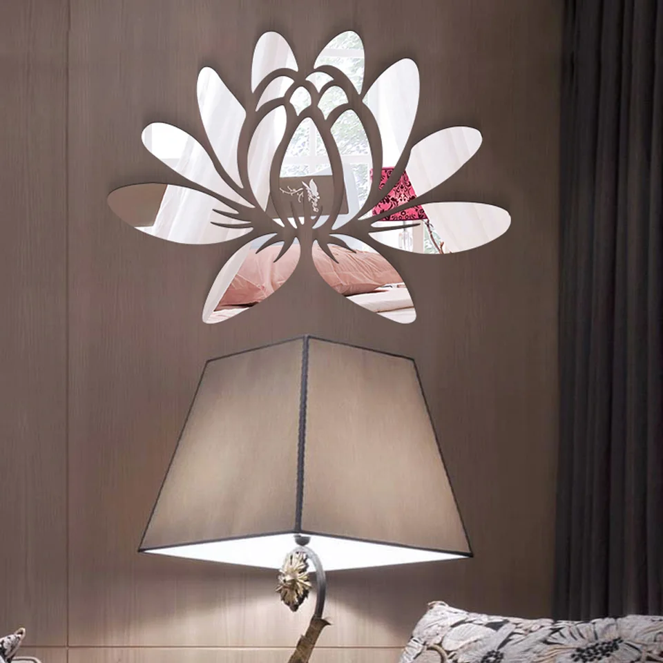 3D Adesivo da Parete Fiori Specchio DIY Adesivi Murali Acrilico Forma di Fiore Riflettente Adesivi Carta da Pareti Arte Decorativo per Camera da Letto Soggiorno Divano(Nero XL:175cm * 233cm
