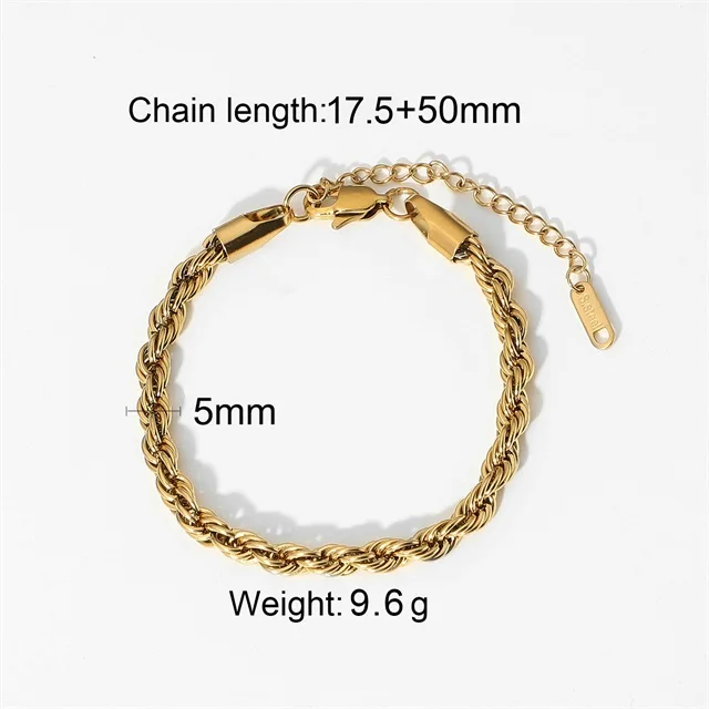 Trendy 5mm Twisted Cable Chain Bracelet 