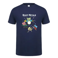 Heavy Metals Rock Chemistry Graphic Cotton T - Shirt for Men - Short Sleeve Summer Tee (Navy)