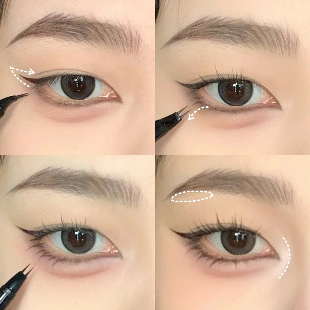 Description Picture 5 of item2 Point Lasting Wild Eyebrow Pen Liquid Eyebrow Tattoo Waterproof Lying Silkworm Brow Eyeliner Pen Easy To Use Eye Makeup Tools