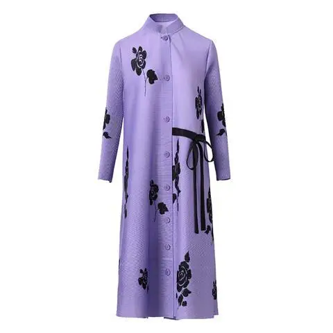 

Spring 2023 New Print Large Pleated Dress Loose Large Single breasted Mid length Dress Trend vestidos