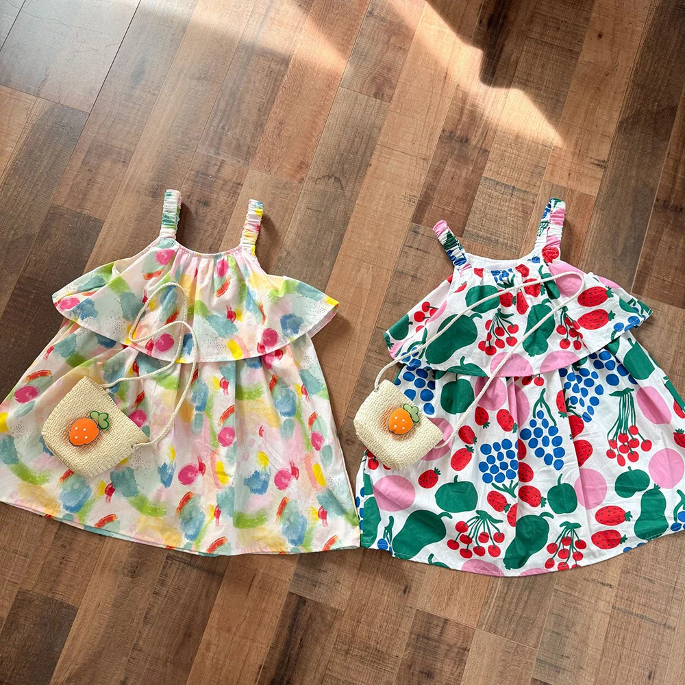 Girls Fruit Print Summer Dress Set