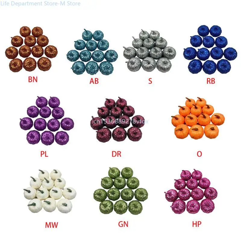 

12Pcs Artificial Mini Metallic Glitter Sequins Pumpkin for Party Table Decor DIY
