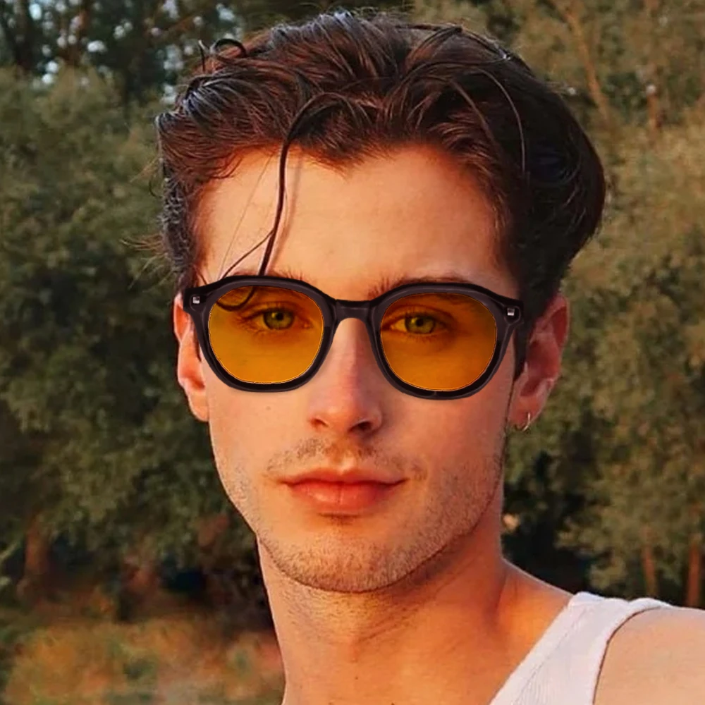 

Fashion Retro Round Sunglasses Women Men Vintage Anti Blue Light Black Frame Eyeglasses Driving Classic Polarized Sunglasses